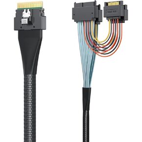 10Gtek Mini SAS SFF-8643 to U.2 SFF-8639 Cable, PCIe 4.0 X4 85 Ohm with 15-Pin SATA Power for NVMe SSD Hot-Swap, 0.5m/1.6ft in Kuwait