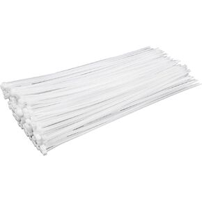 White Zip Ties 14 inch (100 Pack), Clear, 50 lb, UV Resistant Cable Ties for Outdoor Use, LOCKLOCK
