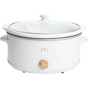 Paris Hilton 6-Quart Manual Slow Cooker, Features Three Settings (Low, High, Warm), Naturally Nonstick and Dishwasher Safe Stoneware Insert, Family Sized Capacity, Pink