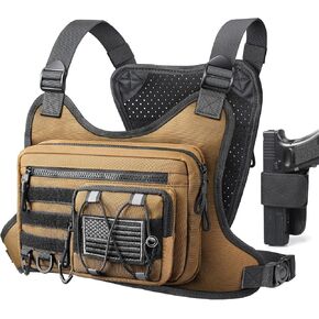 Chest Bag for Men Women, Tactical Chest Rig with Holster, Outdoor Sport Chest Pack for Running, Hiking, Cycling, Workouts