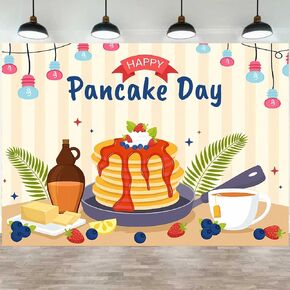 Pancake Day Backdrop 7x5ft Sweet Pancake Theme Photography Background Happy Pancake Day Party Supplies Kids Birthday Party Decorations Photo Booth Props BJDWPR645