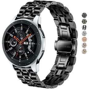 Band Compatible with Samsung Gear S3 / Galaxy Watch 46mm / Galaxy Watch 3 45mm, 22mm 7-Rows Stainless Steel Metal Replacement Strap for Huawei Watch 3/3 Pro / GT3 46mm (Silver-Gold)