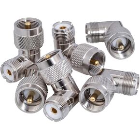 PL259 Coax Connectors, 3-Pack Right Angle PL259 UHF Male to Female Coax Connector Adapter for CB Ham Radio Antenna