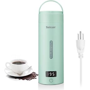 Sekaer Travel Electric Tea Kettle Portable Small Mini Coffee Kettle, with 4 Variable Presets, Personal Hot Water Boiler 304 Stainless Steel with Auto Shut-Off & Boil Dry Protection, SY-618B