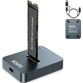 M.2 NVMe SSD Reader External, 10Gbps to USB Adapter for Both M.2 (M Key, B+M Key) NVMe and SATA NGFF SSD Dock, Size for M2 22110 2280 2260 2242 2230 Drive Docking Station - Aluminum Alloy