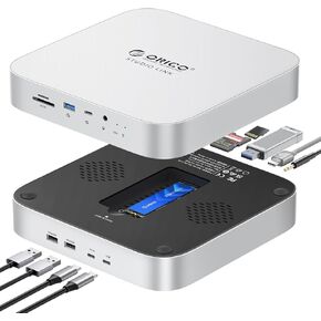 ORICO StudioLink Mac Mini Hub with SSD Enclosure & 7-in-1 Ports | NVMe/SATA M.2 SSD Dock for Mac Mini M1/M2/Mac Studio | 10Gbps USB-C, SD/TF Card Reader, 3.5mm Audio, Aluminum Alloy