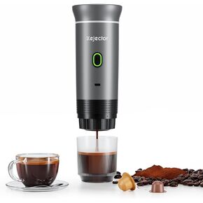 kejector Portable Coffee Maker Espresso Machine for Travel Nano Car Coffee Maker Compatible with Ground Coffee & Capsule for RV, Hiking Camping Office, Travel Espresso Maker Electric Gray