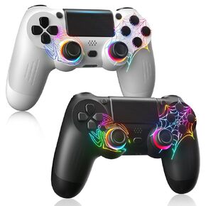 KDYGPDCT Wireless Controller for PS4/PS4 Pro/PS3, 2-Pack Double Vibration Gamepad with 6-Axis Gyro, 20H Battery, Turbo, USB Charging (Compatible with PS4 Slim/Steam PC)