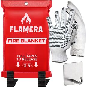 Emergency Fire Blanket for Home and Kitchen (4-Pack) Fireproof and Fire Suppression Blanket | 40"x40" Fiberglass Fire Blankets for Home Safety, Camping, and Office - Fire Retardant Blankets for Fires