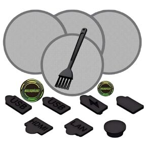 PS5 Port Dust Cover Set with Cleaning Brush + 7 Dust Plugs for PS5 Fan Dust Filter PS5 Pro, PS5 Slim Digital Edition and Disc Edition