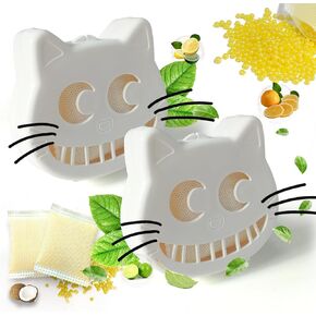 4PCS Reusable Cat Litter Box Deodorizer box, Universal Stick-on Cat Odor Trap to Eliminates Litter Box Odors, Includes 2 OdorTrap box and 2 Lemon Activated Charcoal Deodorizing Bags