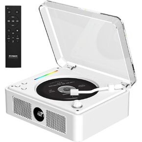 CD Player Portable, Retro CD Bluetooth Player with Dual HiFi Speakers, 2600mAh Rechargeable CD Player for Home with Remote Control,Support USB/AUX,Headphone Jack,Optical Brown