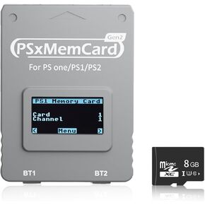 PSxMemCard Gen2 Memory Card - Supports Firmware Upgrade, Unlimited Storage and Sd2psXtd, Includes an 8GB MicroSD Card, High Speed Game Memory Card for PS2/PS1/PS One Console