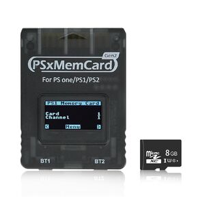 BITFUNX PSxMemCard Gen2 Memory Card - Supports Firmware Upgrade, Unlimited Storage and Sd2psXtd, Includes an 8GB MicroSD Card, High Speed Game Memory Card for PS2/PS1/PS One Console