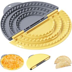 Tortilla Sealer,SELERS,Tacos tortilla crimper Maker Large,Removable & Adjustable 6"-8''-10" Crust,For Burritos,Pasties,Tortilla,Dumplings,Sandwich,Grey Yellow