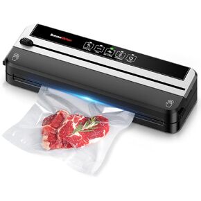 Bonsenkitchen Vacuum Sealer Machine Multi-Functional Food Sealer with 10 Vacuum Bags, Fast-Compact Design, External Vacuum System & Accessory Tube for Freshness Preservation