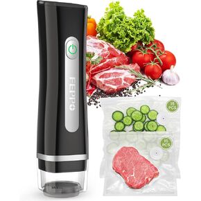 FEPPO Vacuum Sealer for Food with Visible Water Tank, Handheld Saver Compact Vacuum Sealer Machine with 30 Reusable Bags for 6X Preservation & Fresh, White