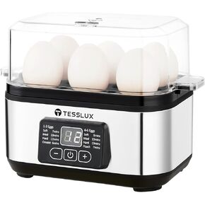 Electric Rapid Egg Cooker, 6 Egg Capacity for Hard Boiled Eggs, Poached Eggs, Scrambled Eggs, or Omelets Maker with Auto Shut Off