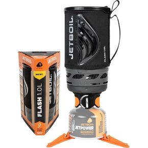 Jetboil Flash 1.0L Portable Fast Boil Stove for Camping and Backpacking with 1-Step Auto Ignition, New for 2025, Propane/Isobutane Burner with Cooking Cup