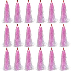 OROOTL Fishing Teasers, 18pcs Mylar Flash Bucktail Teaser Trolling Skirt Lure Tail for Saltwater Fishing Flounder Rigs Cod Sea Bass Wahoo