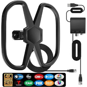TV Antenna Support 2 TVS,2900+Miles Range Digital Antenna Smart TV Indoor Outdoor,2025 Strongest HDTV Antenna Get Local Channel-Signal Amplifier Antennae Support 4K 1080p All Type TVS-36ft Long Cable
