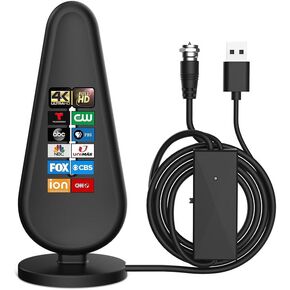 HDTV Indoor Digital TV Antenna Up with Amplifier Signal Booster, 560+ Miles Range TV Antenna for Smart TV,4K 1080P Free Local Channels Support All TV with 18ft Coaxial Cable