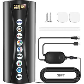2025 Strongest TV Antenna, 2200+ Miles Range Digital Antenna for Smart TV Indoor/Outdoor with Amplifier, Long Range 360° Reception HD Local Channels Supports 8K, 4K for All TVs - 38ft Coax Cable