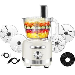 Homtone 16 Cup Food Processor ، 9 وظائف 7 شفرات 3 سرعات للتمزيق ، التقطيع ، العجين ، والمستحلبات الخضار واللحوم للاستخدام المنزلي ، 600 واط (أبيض)