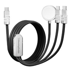 كبلات Tri-Flex 3 في 1 USB C لشاحن Apple Watch ، سيليكون 100 واط ، شحن متعدد الشحن ، شحن سريع متوافق مع سلسلة iPhone 16/15 سلسلة Iwatch iPad Airpods Galaxy Series ، 4.1 قدم ، برتقالي