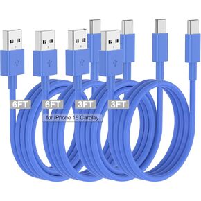 CarPlay Cable for iPhone 16/15 Pro/Pro Max/Plus - 3FT+6FT USB A to USB C Fast Charging Cable, Car Charger Adapter for iPhone 16/15, Google Pixel 9