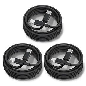 60W USB C إلى USB C Cable [3pack] كابل iPhone 15 الشحن السريع ، بطول 6 أقدام USB-C إلى USBC Power Cord لـ iPhone 16/15 PRO PRO MAX ، MacBook Pro Air/iPad Pro 12.9/11 ، Airpods 4 (White)