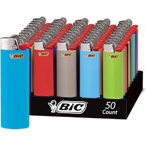 BIC Classic Lighter, Assorted Colors, 50-Count Tray, Up to 2x the Lights (Assortment of Colors May Vary)