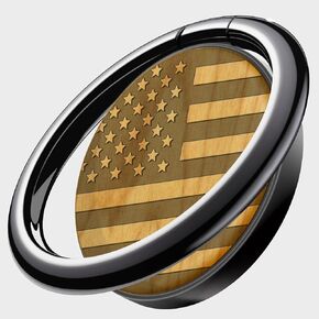 Carveit Wooden Cell Phone Ring Holder Finger Stand Grip Hook Phone Kickstand Compatible with S24 Ultra S23 iPhone 16 Pro Max 13 14 15 Pixel 9-Blackwood+Redwood/Black/American Flag [2 Pack]