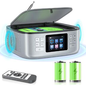 CD Player Portable, ARAFUNA Bluetooth CD Player Boombox, with Speakers, LED Display, CD Radio Player AUX USB, CD Players for Home Car