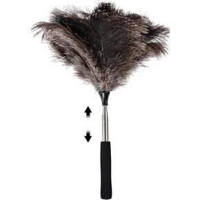 Ostrich Feather Duster with Extension Pole 27-94 Inch Fluffy Natural Reusable Removable Handheld Feather Dusters for Cleaning Supplies(1PCS)