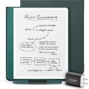 New Amazon Kindle Scribe Essentials Bundle including New Kindle Scribe (64GB) - Tungsten, Premium Pen, Premium Leather Folio-Black, and Power Adapter