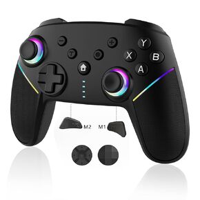 JUNHUAN Wireless Switch Controller with linear trigger, Controller for Switch/Lite/OLED/PC/Android/IOS/Steam, 6-Axis Motion Control Gyro Sensor Vibration Wakeup Programmable Turbo (White)