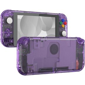 eXtremeRate Crystal Clear Atomic Purple DIY Replacement Shell for Nintendo Switch Lite, NSL Handheld Controller Housing w/Screen Protector, Custom Case Cover for Nintendo Switch Lite - No Controller