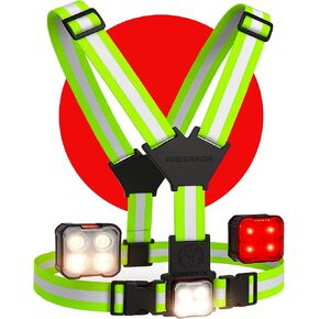 Reflective Running Vest and Gear - Reflective Vest Including Rechargeable & Removable Running Lights for Runners - Perfect for Night Walking with Safety Lights to Provide High Visibility