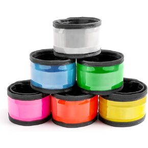 Pack of 6 LED Light Up Band Slap Bracelets Night Safety Wrist Band for Cycling Walking Running Concert Camping Outdoor Sports