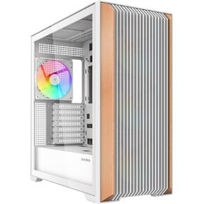 SAMA S40 ATX Mid Tower Case - High Airflow, 4X 120mm ARGB PWM Fans, Tempered Glass, Mesh Front, Type-C, Supports ATX/M-ATX/ITX & 4090 GPUs - Black Computer Case