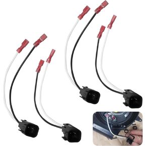 4 PCS Black Car Audio Speaker Wiring Harness, 72-5600 Compatible with Ford Focus Chevrolet Mazda, 15 cm/5.9" 2-Pin Speaker Connector, PVC Copper, Plug and Play