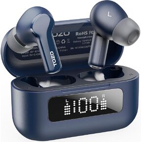 Tozo Hybrid Active Lovectioning سماعات أذن لاسلكية مع 6 ميكروفونات AI Clear Call Ear Buds 55H Playtime مع عرض LED 32 EQs عبر App Bluetooth 5.3 IPX8 مقاوم للماء في سماعات الأذن