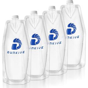 Hiking 1L Collapsible Water Bottles Compatible with Sawyer Water Filters, Lightweight & Durable Reusable Water Filter Bags for Camping, Hiking, Travel