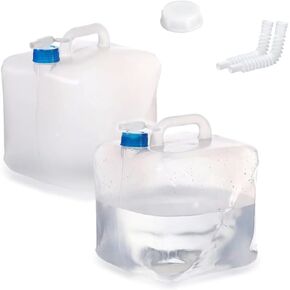 2-Pack 5.3 Gallon Collapsible Water Container with Spigot, Foldable Water Jug，LDPE Material,Leak-Proof Design，Portable Camping Water Storage Carrier Jug for Outdoor