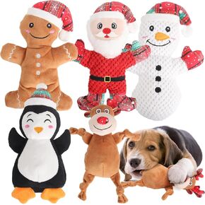 Dog Squeak Toys, Small Medium Large Dogs Squeaker Toy, Dogs Chew Toy, Tough & Durable Puppy Teething and Chewing Interactive Toy, Dog Gift for Christmas - 5 Pack