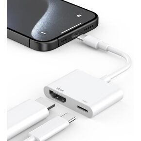 [MFi Certified] USB C to HDMI Adapter for iPhone 16 15 to TV, 4K Type C Digital AV Adapter Sync Screen Connector Cable for iPhone 16/16 Pro/16 Pro Max/15/15 Pro/15 Pro Max to HD TV Projector Monitor