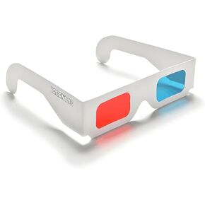 3D Glasses for Movies Red/Cyan Cardboard 3D Glasses in White Frame Anaglyph Cardboard for Movies