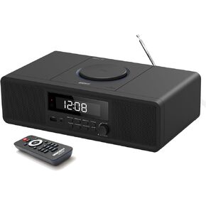 Compact Home Stereo System CD Player,Clear 20W RMS Sound System with FM Radio,Bluetooth,USB,MP3,AUX,Digital Dual Alarm Clock,CD-R/CD-RW/MP3/WMA Playback(Black)