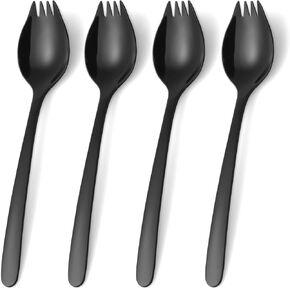 Lovingly Yours 7-inch Spork Stainless Steel, Reusable Metal Sporks, Set of 4
